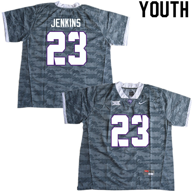 Youth #23 Keontae Jenkins TCU Horned Frogs College Football Jerseys Sale-Gray